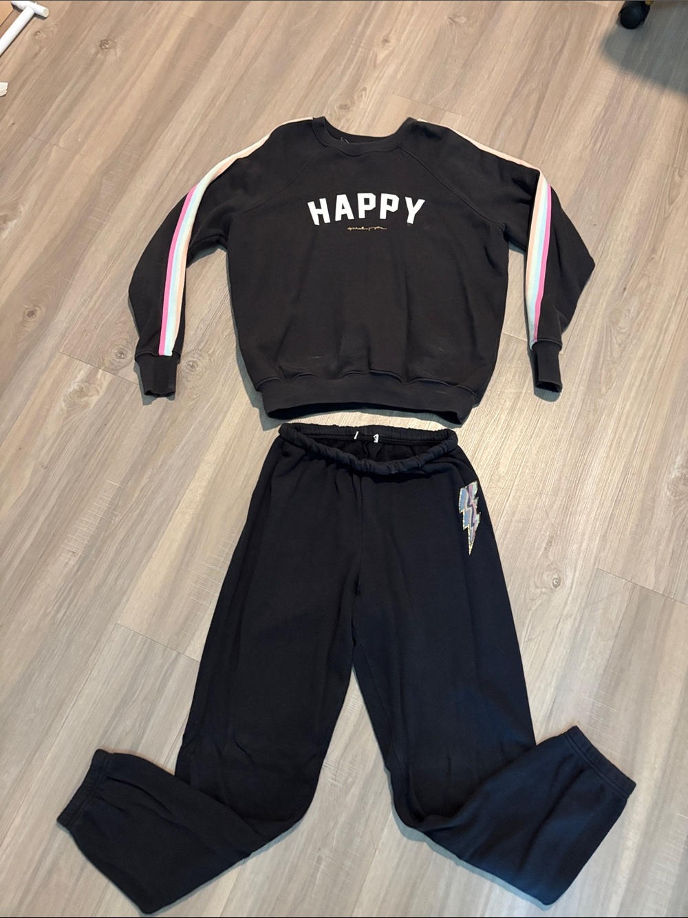 Spiritual Gangster 'Happy' Sweatshirt  with Rainbow Stripe